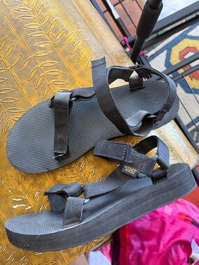 Teva Black Webbing Platform Sandals